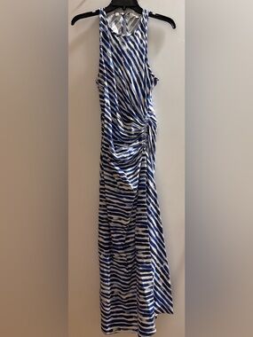 A.L.C Blue and White Striped Ruched Dress